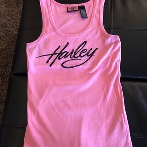 Pink Harley tank top with rhinestones